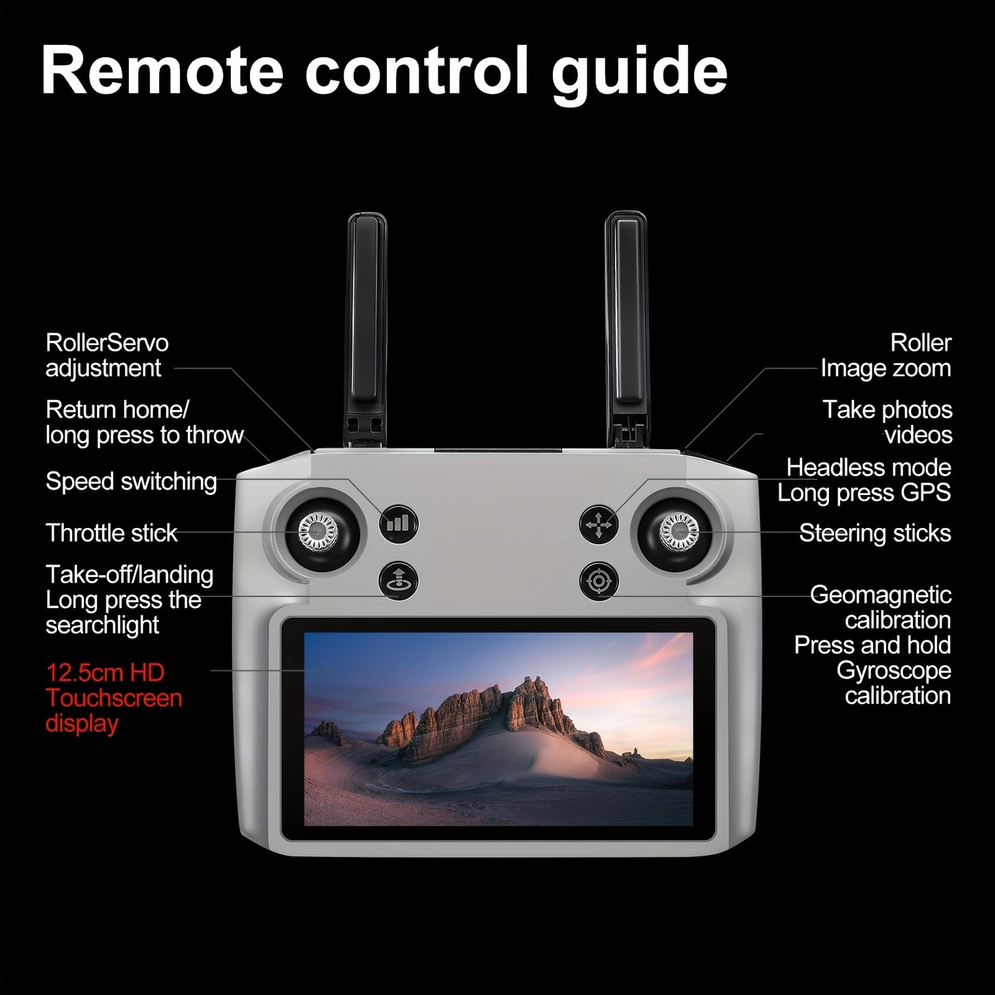 Airdrop Drone, GPS Positioning, 4.92" Touchscreen Remote, 2.7K 3-Axis Gimbal & Dual Cameras, 2 Batteries for 50 Mins Flight, 4-Way Obstacle Avoidance, Optical Flow Positioning, Smart Follow, Brushless Motor, Foldable Portable FPV Quadcopter for Adults