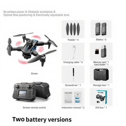 Hobby Drone with Screen Remote Control, HD Dual Camera, Brushless Motor, Speed Adjustment, Altitude Hold & Hovering, One-Key Takeoff, 3D Flips, 2 Batteries, APP Control, LED Lights, Adult & Beginner-Friendly FPV Quadcopter
