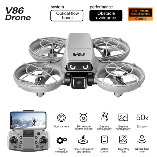 Mini RC Drone with Camera for Adults Kids, Quadcopter with Full Propeller Guard, Obstacle Avoidance & Optical Flow Positioning, 90° Adjustable Lens, LED Lights, Altitude Hold, 360° Flips, One Key Start, Headless Mode, 2 Batteries, Perfect for Beginners