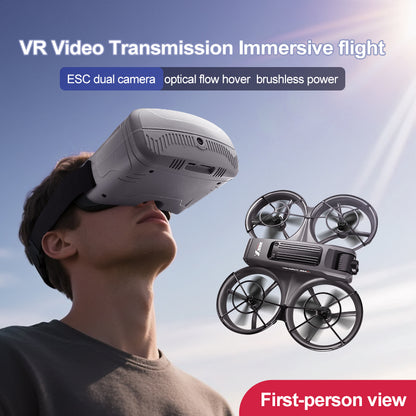 VR FPV Hobby Drone with VR Goggles, HD Dual Cameras, Brushless Motor, Optical Flow Positioning, One-Key Takeoff/Landing, APP Control, Dual Batteries, LED Night Lights, Propeller Guards, Beginner-Friendly Quadcopte.