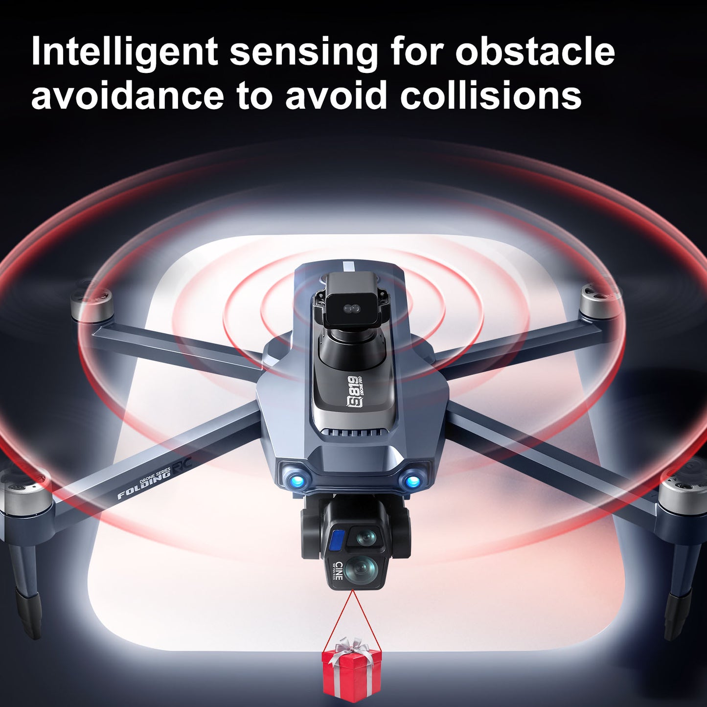 Airdrop Drone, GPS Positioning, 4.92" Touchscreen Remote, 2.7K 3-Axis Gimbal & Dual Cameras, 2 Batteries for 50 Mins Flight, 4-Way Obstacle Avoidance, Optical Flow Positioning, Smart Follow, Brushless Motor, Foldable Portable FPV Quadcopter for Adults