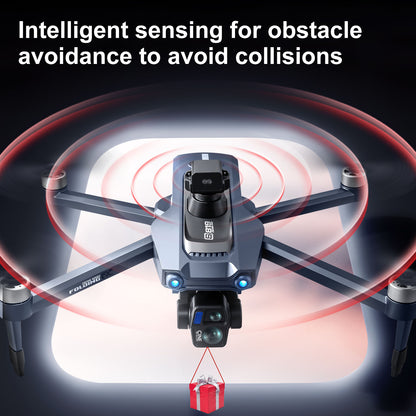 Airdrop Drone, GPS Positioning, 4.92" Touchscreen Remote, 2.7K 3-Axis Gimbal & Dual Cameras, 2 Batteries for 50 Mins Flight, 4-Way Obstacle Avoidance, Optical Flow Positioning, Smart Follow, Brushless Motor, Foldable Portable FPV Quadcopter for Adults