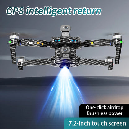 Drop Drone, GPS, 7.2" Touchscreen RC, 4K Dual Cameras, 3-Axis Gimbal, 360° Obstacle Avoidance, Brushless Motors, Optical Flow Hover, Intelligent Follow, 2 Batteries for 90 Mins Flight, FPV Aerial Drone for Adults & Beginners