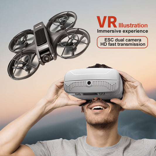 VR FPV Hobby Drone with VR Goggles, HD Dual Cameras, Brushless Motor, Optical Flow Positioning, One-Key Takeoff/Landing, APP Control, Dual Batteries, LED Night Lights, Propeller Guards, Beginner-Friendly Quadcopte.
