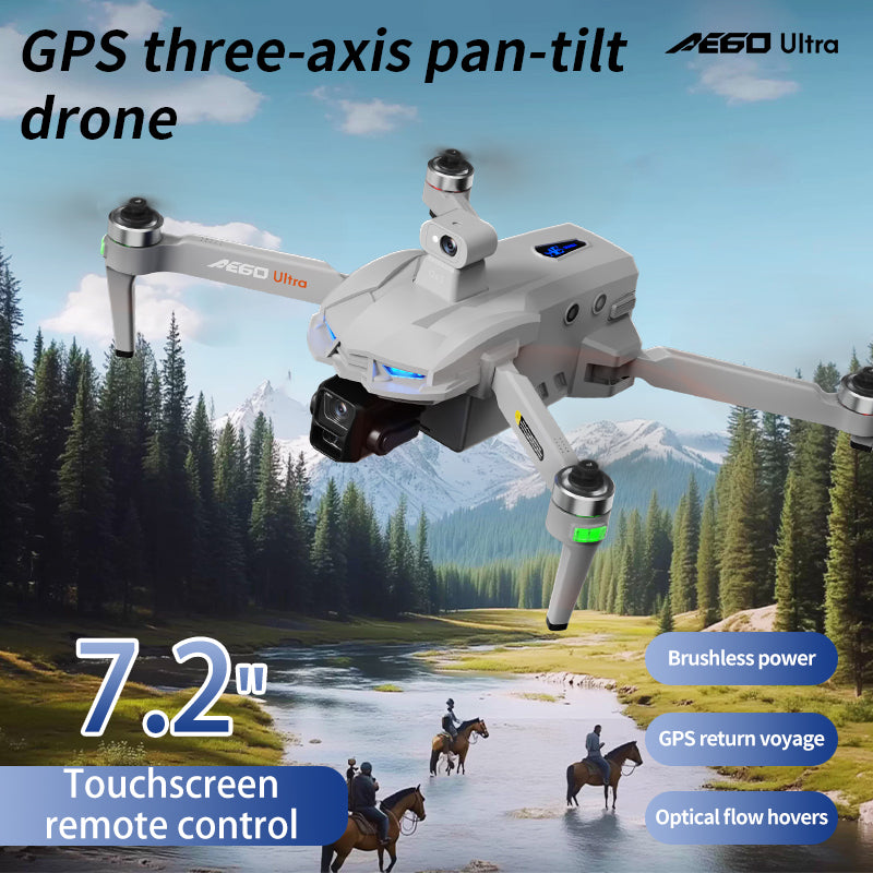 Drop Drone, GPS, 7.2" Touchscreen RC, 4K Dual Cameras, 3-Axis Gimbal, 360° Obstacle Avoidance, Brushless Motors, Optical Flow Hover, Intelligent Follow, 2 Batteries for 90 Mins Flight, FPV Aerial Drone for Adults & Beginners
