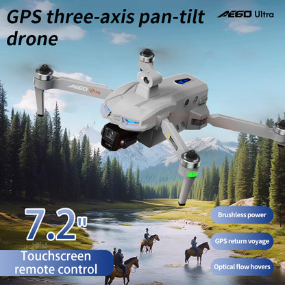 Drop Drone, GPS, 7.2" Touchscreen RC, 4K Dual Cameras, 3-Axis Gimbal, 360° Obstacle Avoidance, Brushless Motors, Optical Flow Hover, Intelligent Follow, 2 Batteries for 90 Mins Flight, FPV Aerial Drone for Adults & Beginners