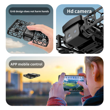 RC Drone with Camera, Follow Mode Auto Flight, Mini Foldable Quadcopter, Full Protective Mesh Propeller Guards, Crash-Resistant, Adjustable Speed, One-Key Takeoff/Landing, Remote Control Airplane UAV