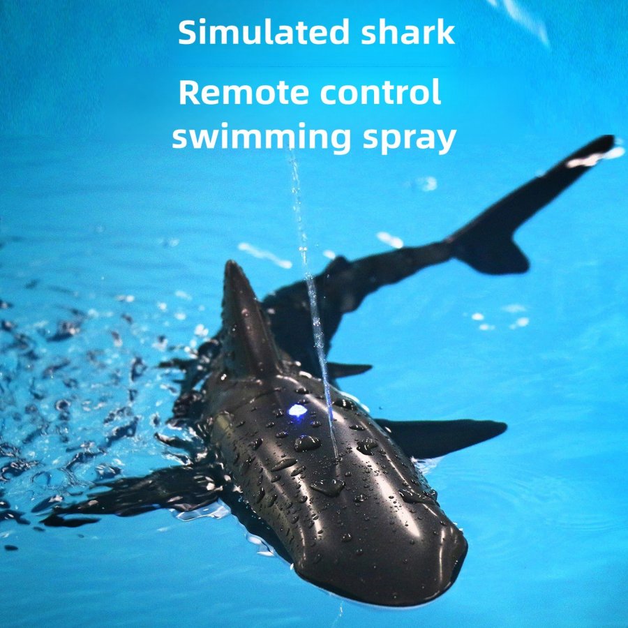 Bennol 2.4G RC Shark Toy for Boys Kids, 1:18 High Simulation Shark for Pool, Electric RC Shark Fish Toy with Light & Spray Water, Ideal Gift for 6+ Year Old Boys
