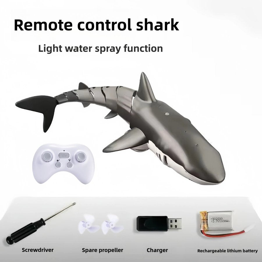 Bennol 2.4G RC Shark Toy for Boys Kids, 1:18 High Simulation Shark for Pool, Electric RC Shark Fish Toy with Light & Spray Water, Ideal Gift for 6+ Year Old Boys
