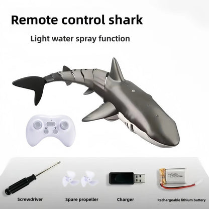Bennol 2.4G RC Shark Toy for Boys Kids, 1:18 High Simulation Shark for Pool, Electric RC Shark Fish Toy with Light & Spray Water, Ideal Gift for 6+ Year Old Boys