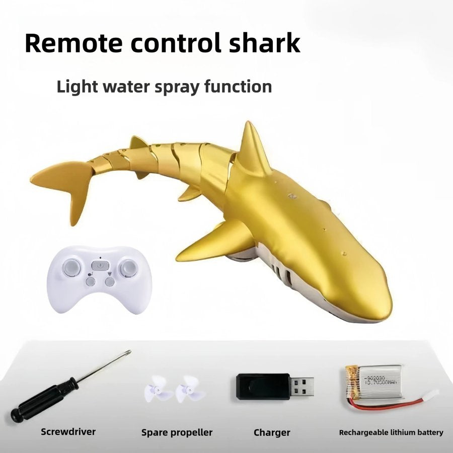 Bennol 2.4G RC Shark Toy for Boys Kids, 1:18 High Simulation Shark for Pool, Electric RC Shark Fish Toy with Light & Spray Water, Ideal Gift for 6+ Year Old Boys