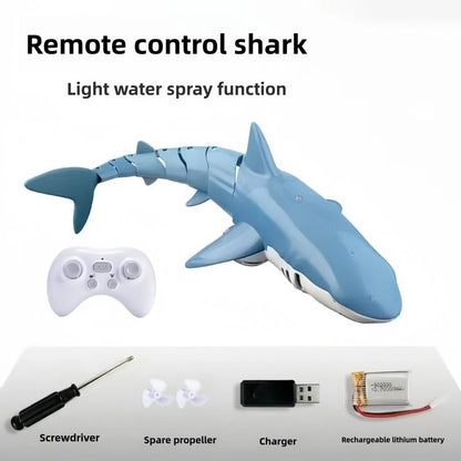 Bennol 2.4G RC Shark Toy for Boys Kids, 1:18 High Simulation Shark for Pool, Electric RC Shark Fish Toy with Light & Spray Water, Ideal Gift for 6+ Year Old Boys
