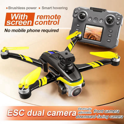 RC Drone with Screen Remote Control, HD Dual Camera, Brushless Motor, 2 Batteries, Altitude Hold & Hovering, Speed Adjustment, One-Key Takeoff, 3D Flips, APP Control, LED Lights, Adult & Beginner-Friendly FPV Quadcopter.