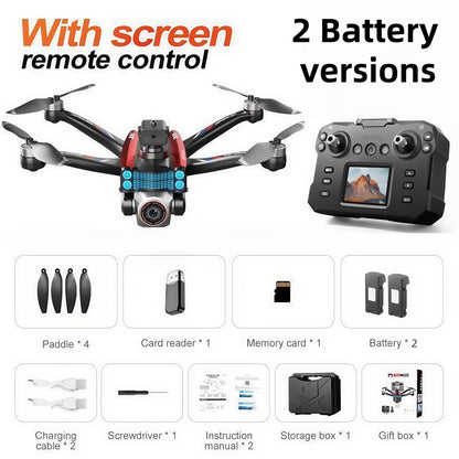 RC Drone with Screen Remote Control, HD Dual Camera, Brushless Motor, Speed Adjustment, Altitude Hold & Hovering, One-Key Takeoff, 3D Flips, 2 Batteries, APP Control, LED Lights, Adult & Beginner-Friendly FPV Quadcopter.