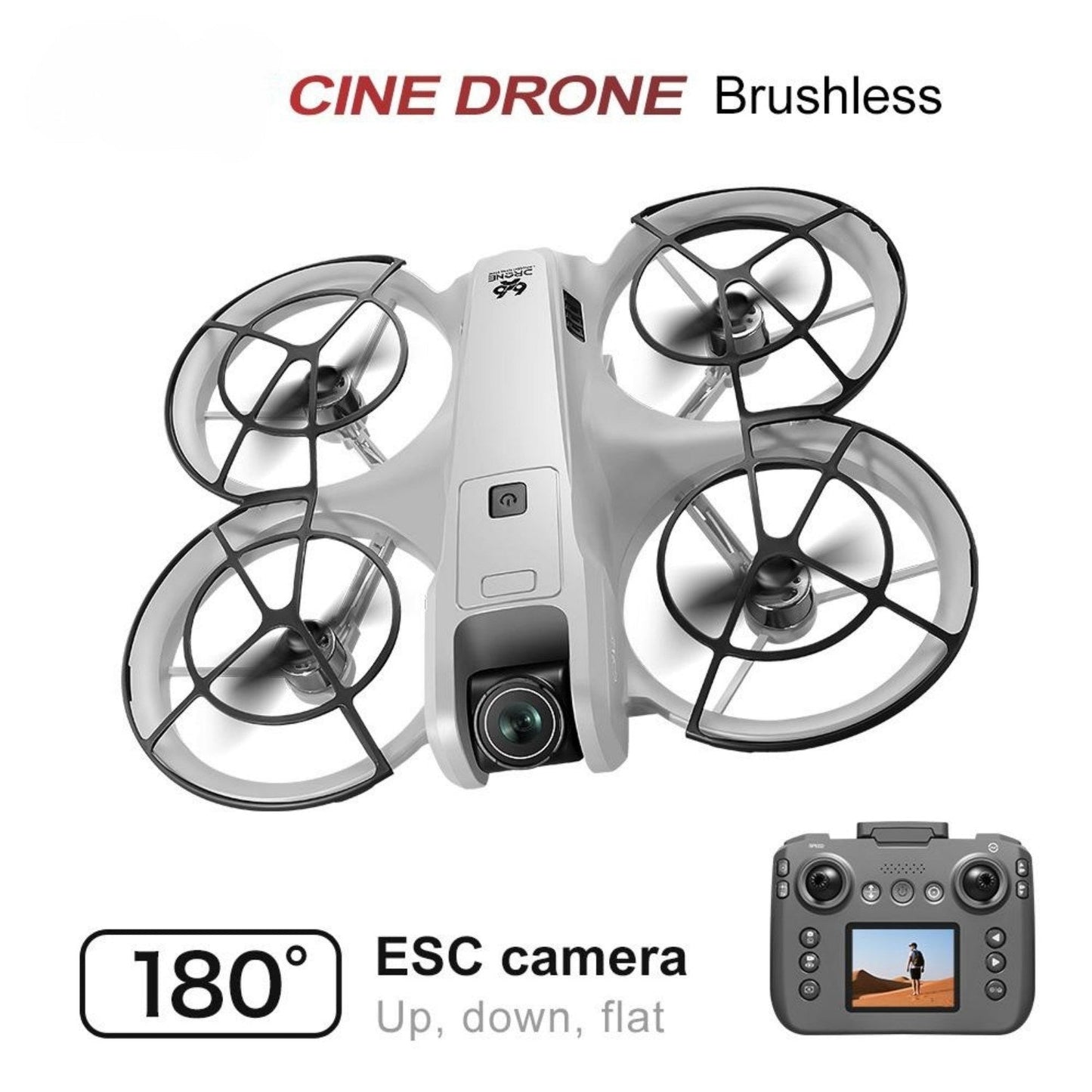 RC Drone w/ Display Screen Remote, Dual 180° Adjustable Cameras, Optical Flow, Brushless Motor, 360° Propeller Guard, One Key Takeoff/Landing, Headless Mode, Waypoint Flight. 2 Batteries & Full Accessories, Beginner-Friendly Quadcopter