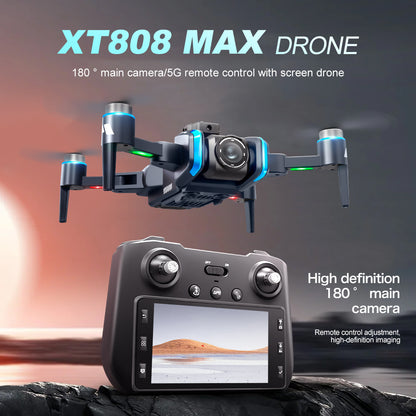 GPS Drone with 4.5" Screen Remote Control, HD Dual Cameras,  Brushless Motor, Auto Return, Follow Me, Gesture Control, Optical Flow Positioning, One-Key Takeoff/Landing, LED Lights, 2 Batteries, 984ft Range, Beginner-Friendly FPV Quadcopter.