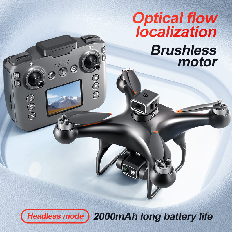 RC Drone Quadcopter with Screen Remote Controller, 2 Batteries, HD Dual Camera, Optical Positioning, Brushless Motor, 360° Flip, Headless Mode, LED Lights, Obstacle Avoidance,Suitable for Adults & Beginners, Outdoor Aerial Photography & Holiday Gift