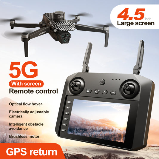 GPS FPV Drone, 360° Laser Obstacle Avoidance, Dual Cameras, 4.5" Screen Controller, Brushless Motor, 3280ft Range, Auto Return, Follow Me, 2×3000mAh Batteries (60 Mins Flight), Optical Flow Positioning, APP Control, Beginner-Friendly Quadcopter.
