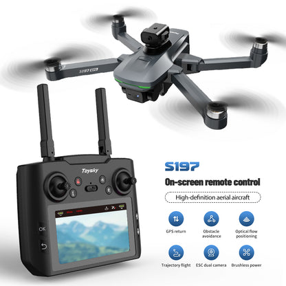 GPS Drone with 4.5" Large Screen Remote Control, HD Dual Cameras, 2 Batteries, One-Key Return, Follow Me, Speed Adjustment, Optical Flow Positioning, Headless Mode, Gesture Shooting, LED Lights, FPV Quadcopter Suitable for Adults & Beginners