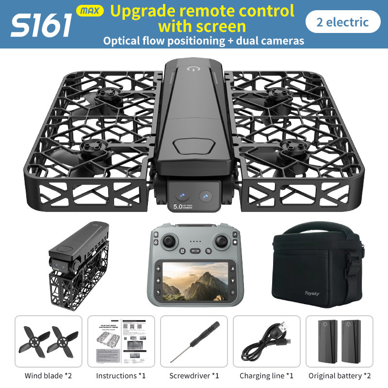 RC Drone with Camera, Follow Mode Auto Flight, Mini Foldable Quadcopter, Full Protective Mesh Propeller Guards, Crash-Resistant, Adjustable Speed, One-Key Takeoff/Landing, Remote Control Airplane UAV