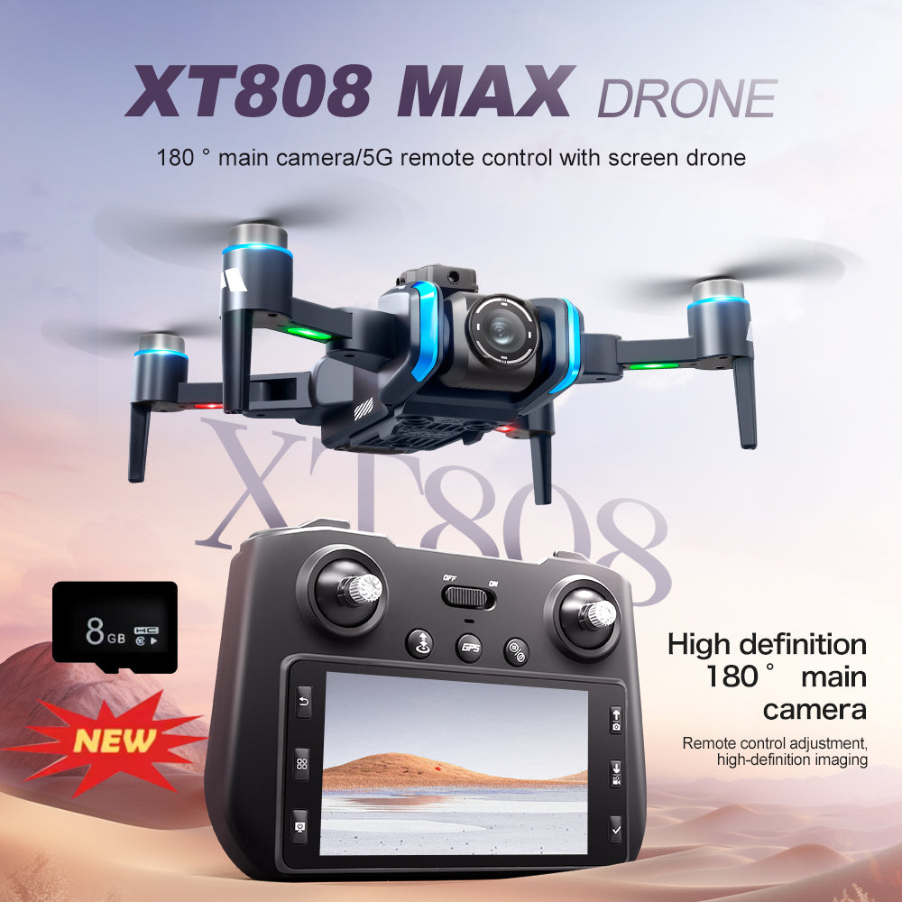 GPS Drone with 4.5" Screen Remote Control, HD Dual Cameras,  Brushless Motor, Auto Return, Follow Me, Gesture Control, Optical Flow Positioning, One-Key Takeoff/Landing, LED Lights, 2 Batteries, 984ft Range, Beginner-Friendly FPV Quadcopter.