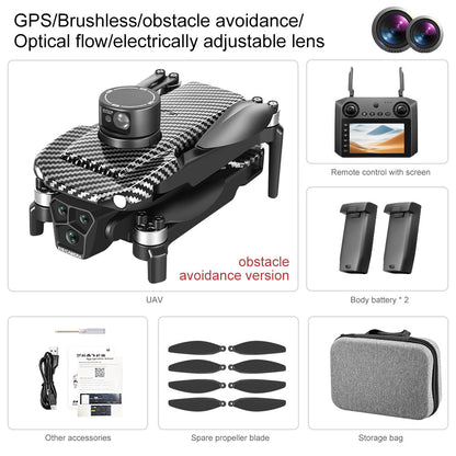 GPS FPV Drone, 360° Laser Obstacle Avoidance, Dual Cameras, 4.5" Screen Controller, Brushless Motor, 3280ft Range, Auto Return, Follow Me, 2×3000mAh Batteries (60 Mins Flight), Optical Flow Positioning, APP Control, Beginner-Friendly Quadcopter.
