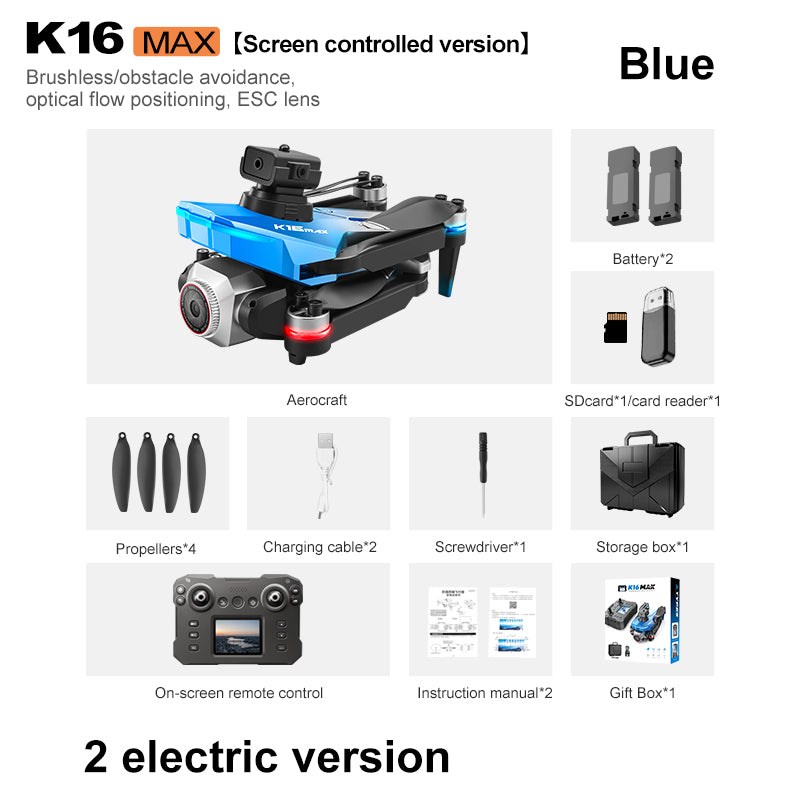 RC Drone with Screen Remote Control, HD Dual Camera, Brushless Motor, 2 Batteries, Altitude Hold & Hovering, Speed Adjustment, One-Key Takeoff, 3D Flips, APP Control, LED Lights, Adult & Beginner-Friendly FPV Quadcopter.