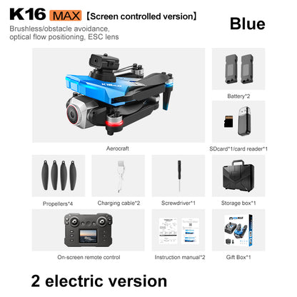 RC Drone with Screen Remote Control, HD Dual Camera, Brushless Motor, 2 Batteries, Altitude Hold & Hovering, Speed Adjustment, One-Key Takeoff, 3D Flips, APP Control, LED Lights, Adult & Beginner-Friendly FPV Quadcopter.