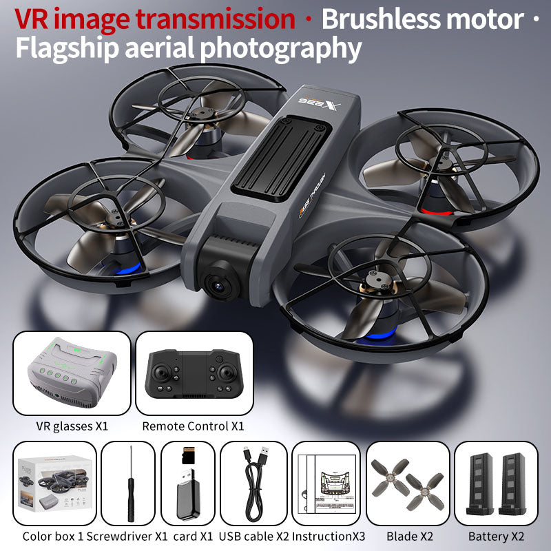 VR FPV Hobby Drone with VR Goggles, HD Dual Cameras, Brushless Motor, Optical Flow Positioning, One-Key Takeoff/Landing, APP Control, Dual Batteries, LED Night Lights, Propeller Guards, Beginner-Friendly Quadcopte.