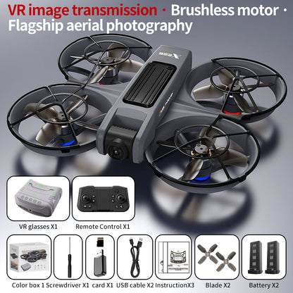VR FPV Hobby Drone with VR Goggles, HD Dual Cameras, Brushless Motor, Optical Flow Positioning, One-Key Takeoff/Landing, APP Control, Dual Batteries, LED Night Lights, Propeller Guards, Beginner-Friendly Quadcopte.