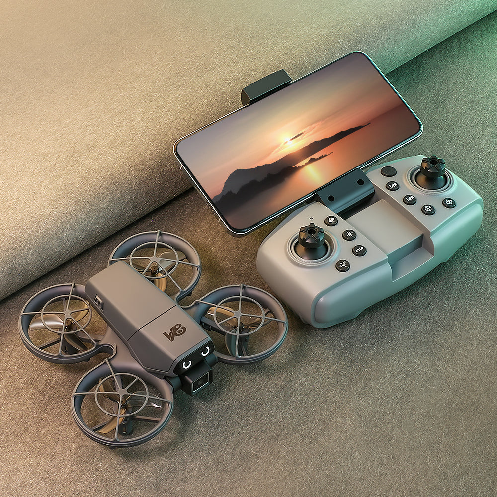 Mini RC Drone with Camera for Adults Kids, Quadcopter with Full Propeller Guard, Obstacle Avoidance & Optical Flow Positioning, 90° Adjustable Lens, LED Lights, Altitude Hold, 360° Flips, One Key Start, Headless Mode, 2 Batteries, Perfect for Beginners