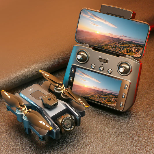 GPS Drone with 4.5" Screen Remote Control, HD Dual Cameras,  Brushless Motor, Auto Return, Follow Me, Gesture Control, Optical Flow Positioning, One-Key Takeoff/Landing, LED Lights, 2 Batteries, 984ft Range, Beginner-Friendly FPV Quadcopter.