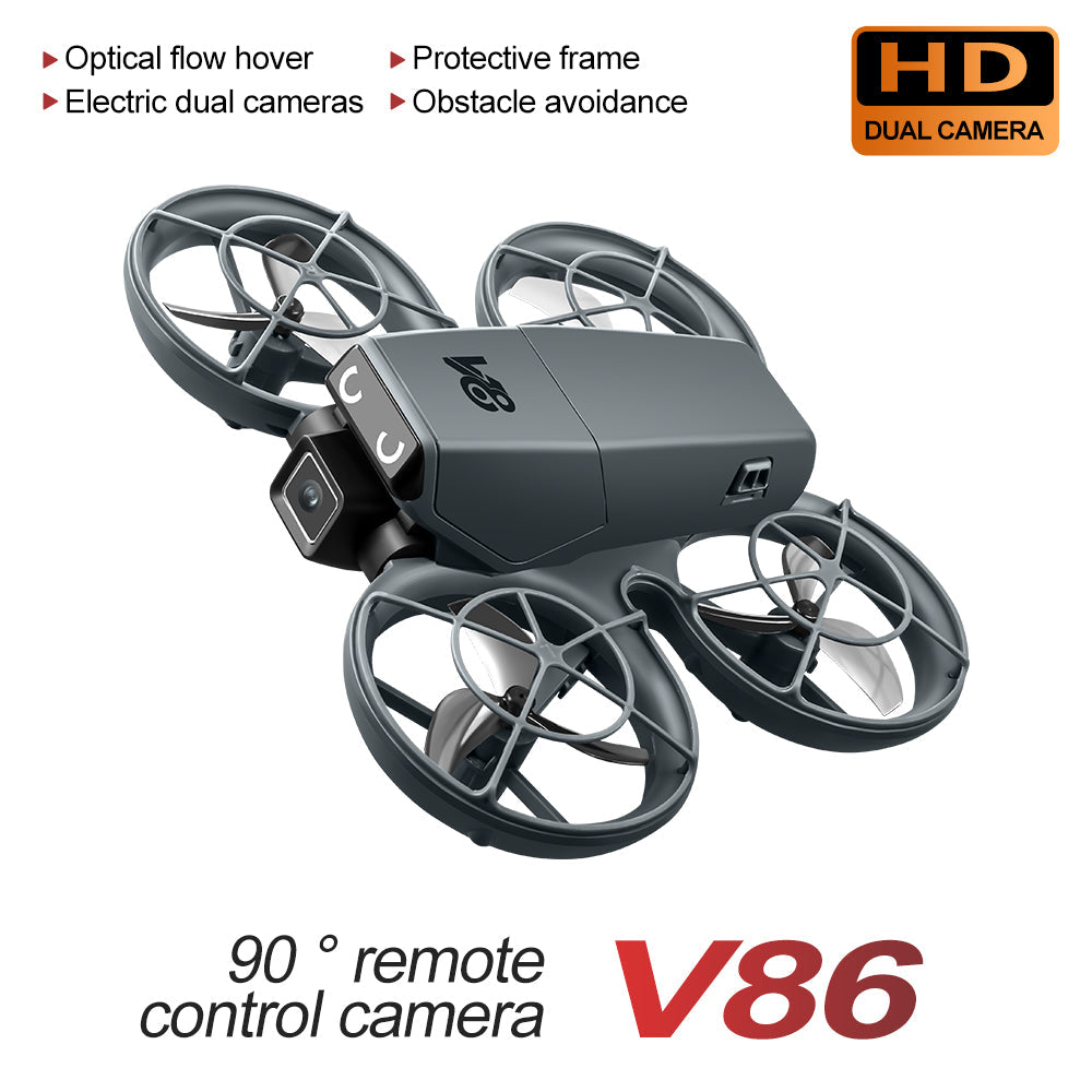 Mini RC Drone with Camera for Adults Kids, Quadcopter with Full Propeller Guard, Obstacle Avoidance & Optical Flow Positioning, 90° Adjustable Lens, LED Lights, Altitude Hold, 360° Flips, One Key Start, Headless Mode, 2 Batteries, Perfect for Beginners