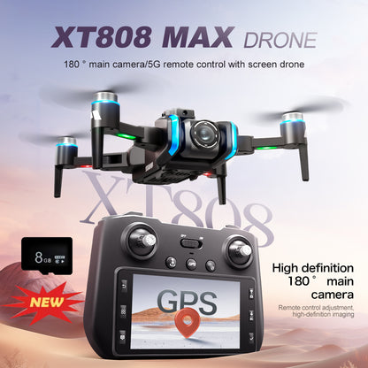 GPS Drone with 4.5" Screen Remote Control, HD Dual Cameras,  Brushless Motor, Auto Return, Follow Me, Gesture Control, Optical Flow Positioning, One-Key Takeoff/Landing, LED Lights, 2 Batteries, 984ft Range, Beginner-Friendly FPV Quadcopter.