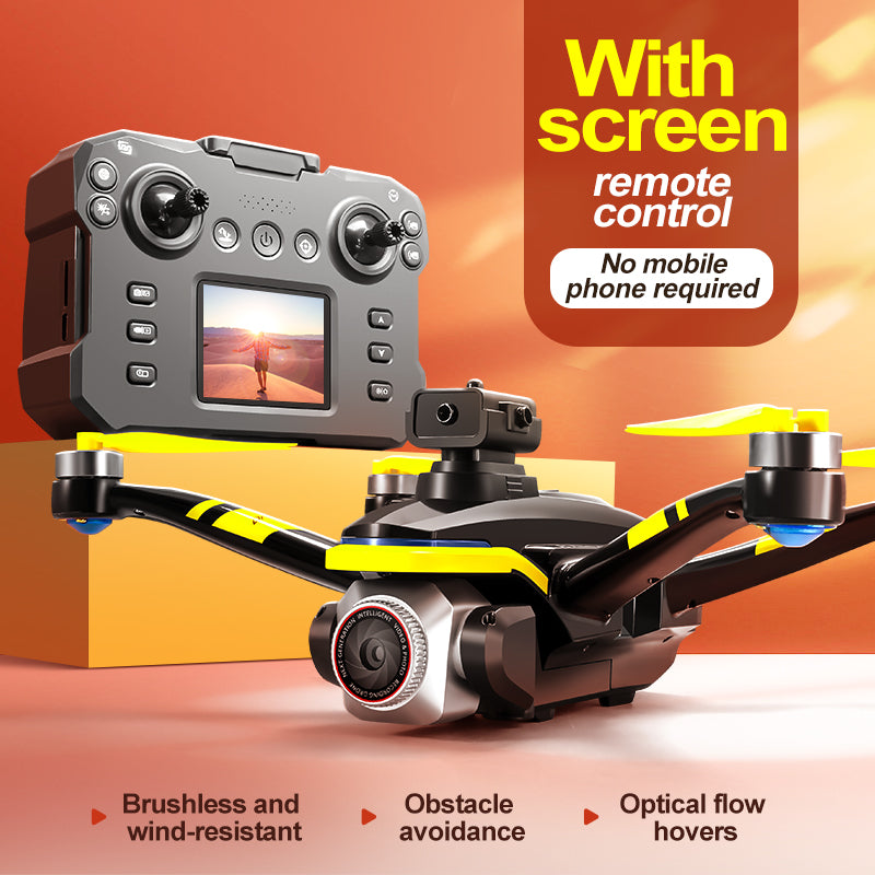 RC Drone with Screen Remote Control, HD Dual Camera, Brushless Motor, 2 Batteries, Altitude Hold & Hovering, Speed Adjustment, One-Key Takeoff, 3D Flips, APP Control, LED Lights, Adult & Beginner-Friendly FPV Quadcopter.