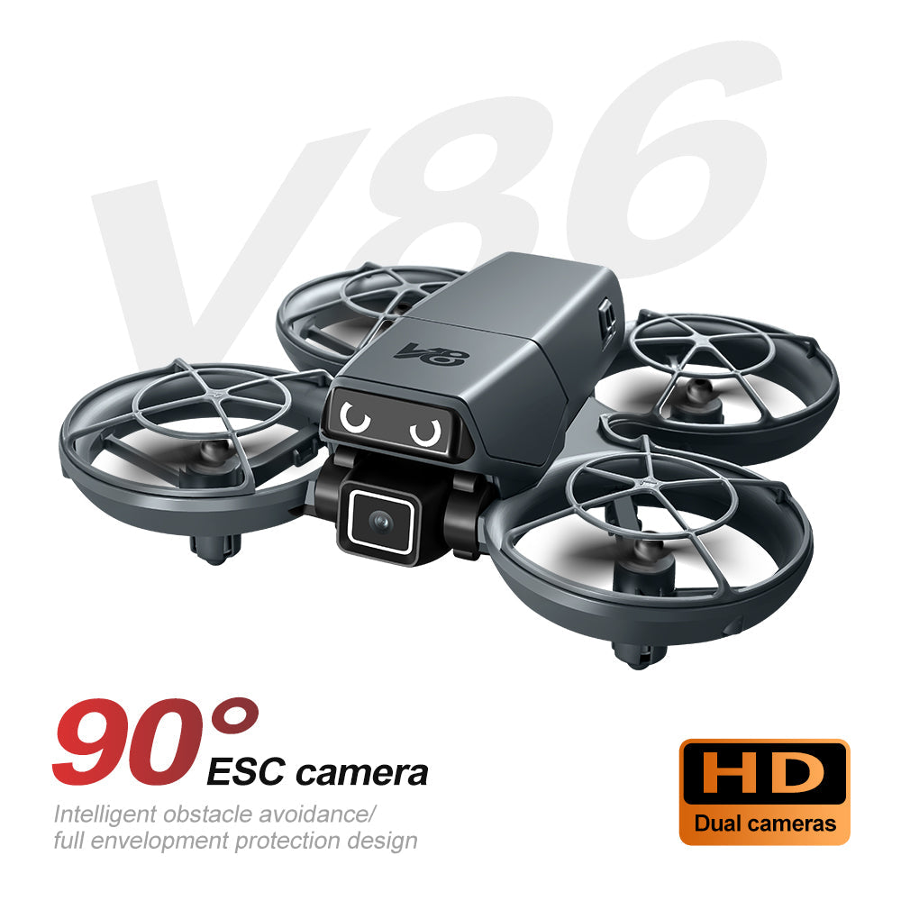 Mini RC Drone with Camera for Adults Kids, Quadcopter with Full Propeller Guard, Obstacle Avoidance & Optical Flow Positioning, 90° Adjustable Lens, LED Lights, Altitude Hold, 360° Flips, One Key Start, Headless Mode, 2 Batteries, Perfect for Beginners