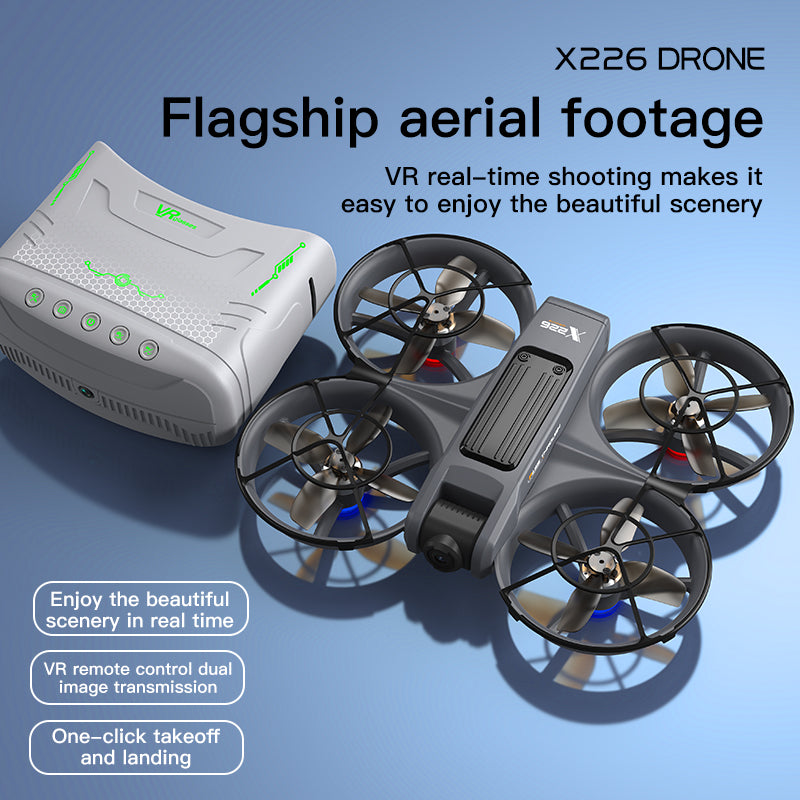 VR FPV Hobby Drone with VR Goggles, HD Dual Cameras, Brushless Motor, Optical Flow Positioning, One-Key Takeoff/Landing, APP Control, Dual Batteries, LED Night Lights, Propeller Guards, Beginner-Friendly Quadcopte.