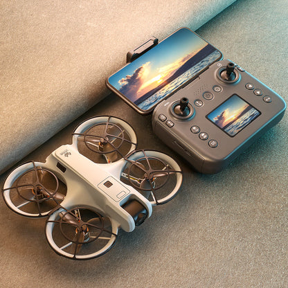 RC Drone w/ Display Screen Remote, Dual 180° Adjustable Cameras, Optical Flow, Brushless Motor, 360° Propeller Guard, One Key Takeoff/Landing, Headless Mode, Waypoint Flight. 2 Batteries & Full Accessories, Beginner-Friendly Quadcopter