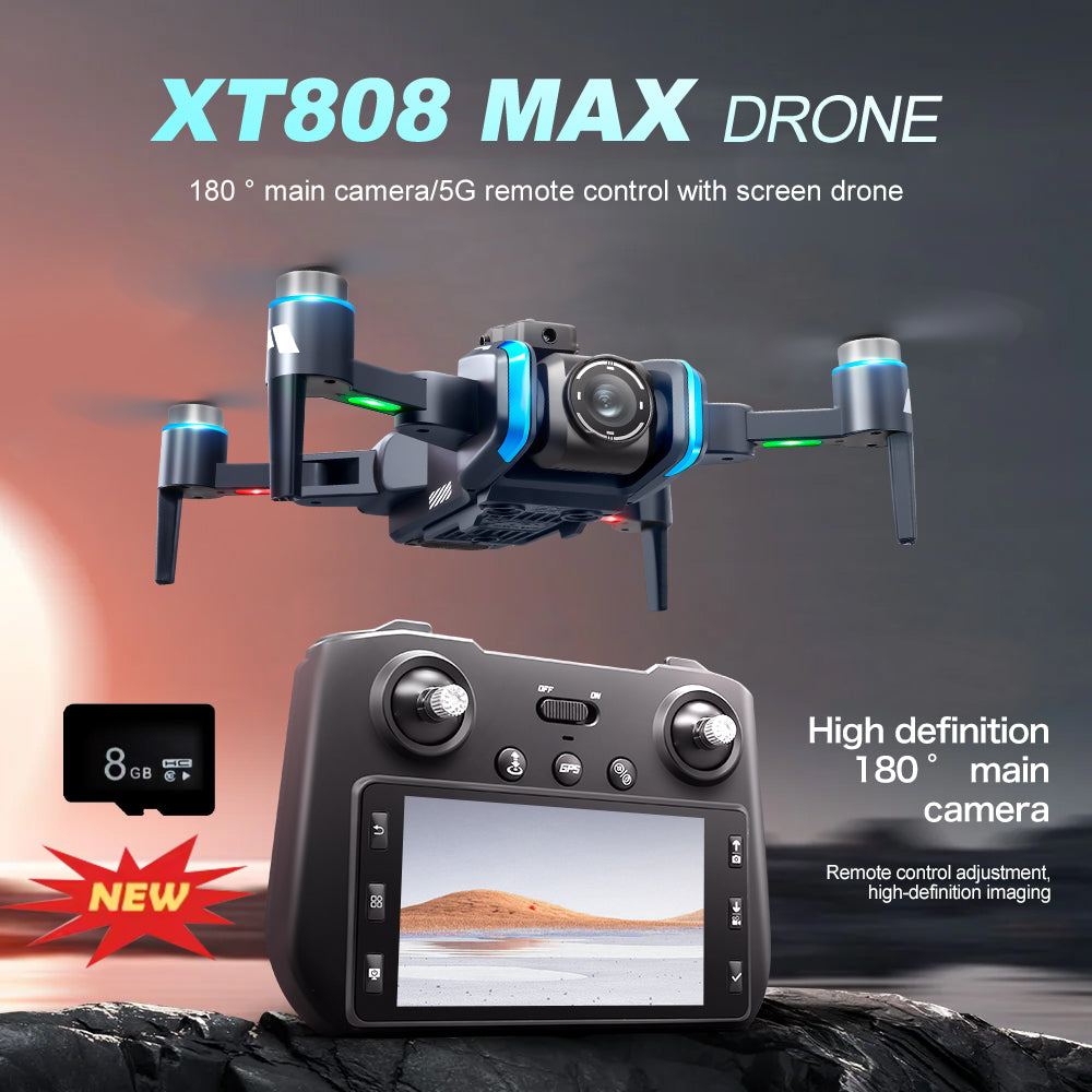 GPS Drone with 4.5" Screen Remote Control, HD Dual Cameras,  Brushless Motor, Auto Return, Follow Me, Gesture Control, Optical Flow Positioning, One-Key Takeoff/Landing, LED Lights, 2 Batteries, 984ft Range, Beginner-Friendly FPV Quadcopter.