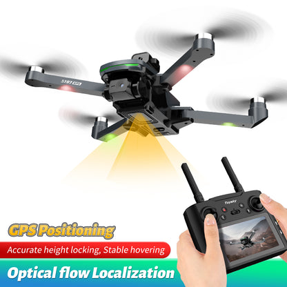 GPS Drone with 4.5" Large Screen Remote Control, HD Dual Cameras, 2 Batteries, One-Key Return, Follow Me, Speed Adjustment, Optical Flow Positioning, Headless Mode, Gesture Shooting, LED Lights, FPV Quadcopter Suitable for Adults & Beginners