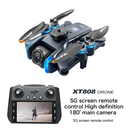 GPS Drone with 4.5" Screen Remote Control, HD Dual Cameras,  Brushless Motor, Auto Return, Follow Me, Gesture Control, Optical Flow Positioning, One-Key Takeoff/Landing, LED Lights, 2 Batteries, 984ft Range, Beginner-Friendly FPV Quadcopter.