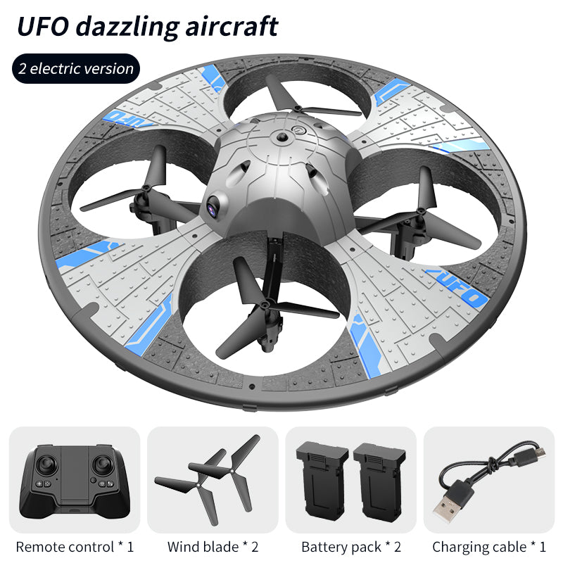 Round Foam RC UFO Drone with Camera, Smart Obstacle Avoidance, Color Switching LED Lights, 360° Flips, Throw-to-Fly, Speed Adjustment, One-Key Takeoff/Landing, Headless Mode, Altitude Hold, Image Transmission, Beginner-Friendly FPV Quadcopter.