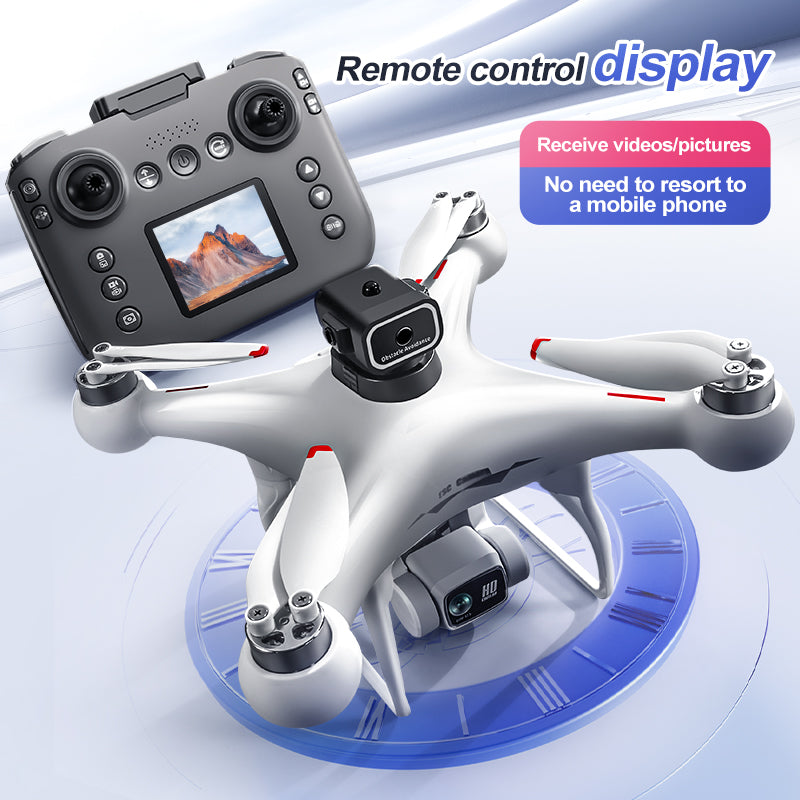 RC Drone Quadcopter with Screen Remote Controller, 2 Batteries, HD Dual Camera, Optical Positioning, Brushless Motor, 360° Flip, Headless Mode, LED Lights, Obstacle Avoidance,Suitable for Adults & Beginners, Outdoor Aerial Photography & Holiday Gift