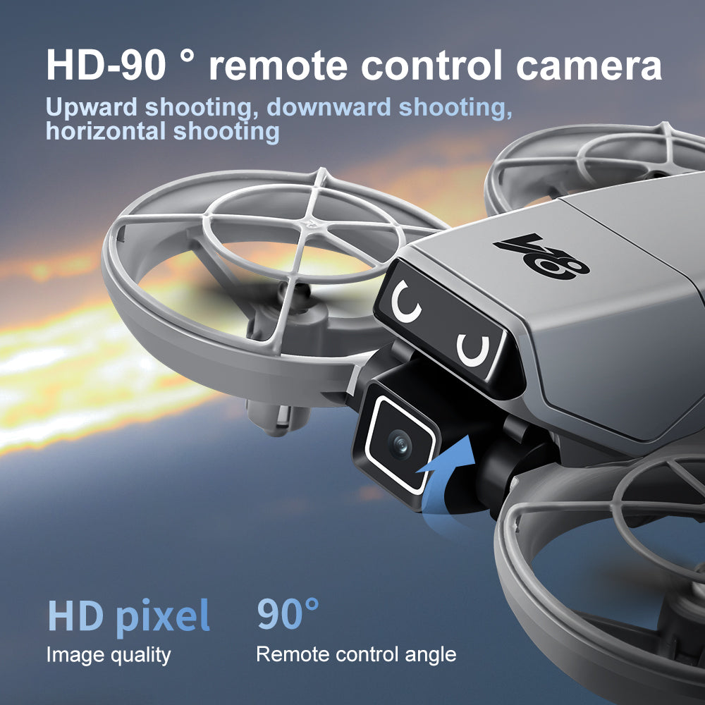 Mini RC Drone with Camera for Adults Kids, Quadcopter with Full Propeller Guard, Obstacle Avoidance & Optical Flow Positioning, 90° Adjustable Lens, LED Lights, Altitude Hold, 360° Flips, One Key Start, Headless Mode, 2 Batteries, Perfect for Beginners