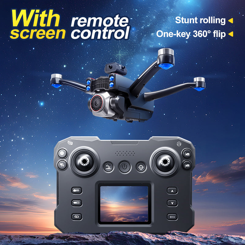 RC Drone with Screen Remote Control, HD Dual Camera, Brushless Motor, Speed Adjustment, Altitude Hold & Hovering, One-Key Takeoff, 3D Flips, 2 Batteries, APP Control, LED Lights, Adult & Beginner-Friendly FPV Quadcopter.
