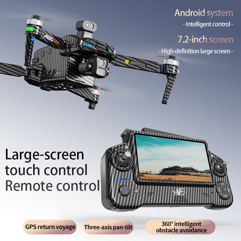 Drop Drone, GPS, 7.2" Touchscreen RC, 4K Dual Cameras, 3-Axis Gimbal, 360° Obstacle Avoidance, Brushless Motors, Optical Flow Hover, Intelligent Follow, 2 Batteries for 90 Mins Flight, FPV Aerial Drone for Adults & Beginners
