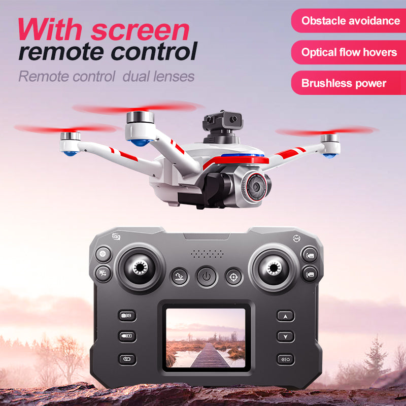 RC Drone with Screen Remote Control, HD Dual Camera, Brushless Motor, 2 Batteries, Altitude Hold & Hovering, Speed Adjustment, One-Key Takeoff, 3D Flips, APP Control, LED Lights, Adult & Beginner-Friendly FPV Quadcopter.