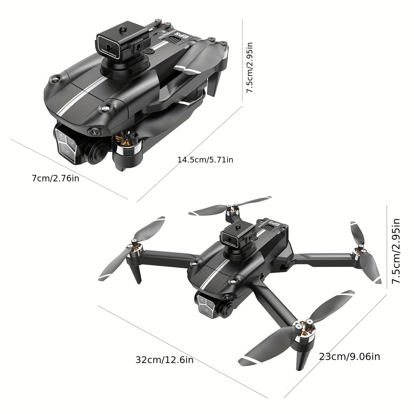 Remote controller with screen display, RC drone, GPS positioning, brushless motor, optical flow positioning, 2500mAh, dual-camera ESC, obstacle avoidance, LED lights, holiday gift, beginner-friendly.