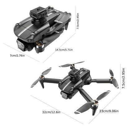 Remote controller with screen display, RC drone, GPS positioning, brushless motor, optical flow positioning, 2500mAh, dual-camera ESC, obstacle avoidance, LED lights, holiday gift, beginner-friendly.