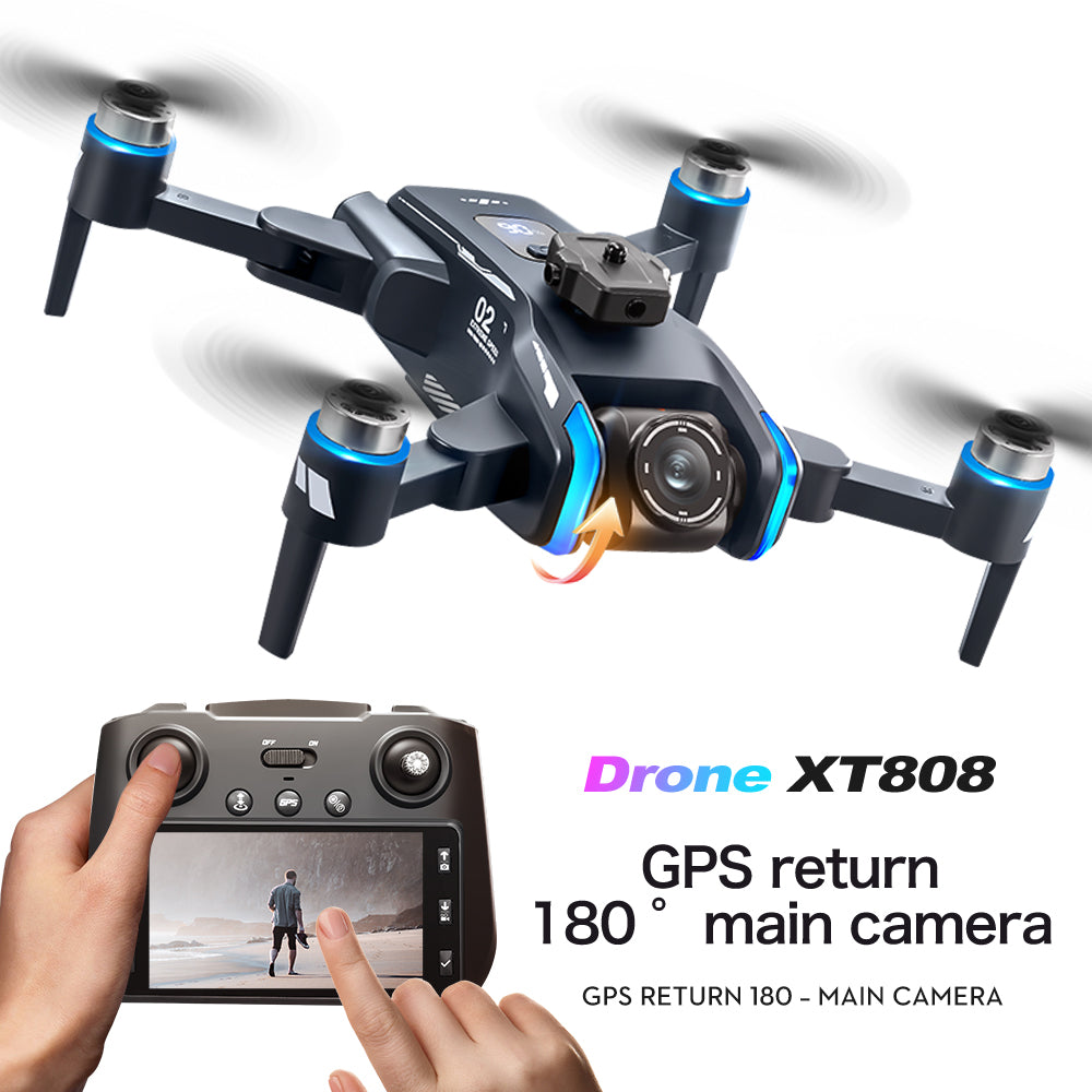 GPS Drone with 4.5" Screen Remote Control, HD Dual Cameras,  Brushless Motor, Auto Return, Follow Me, Gesture Control, Optical Flow Positioning, One-Key Takeoff/Landing, LED Lights, 2 Batteries, 984ft Range, Beginner-Friendly FPV Quadcopter.